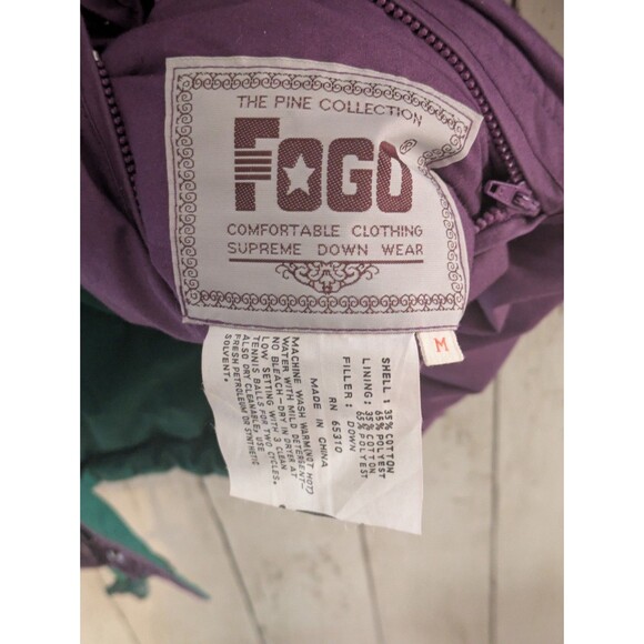 Vintage Fogo Reversible Down Ski Snowboard Jacket Medium Purple Green 80s 90s - Picture 6 of 10